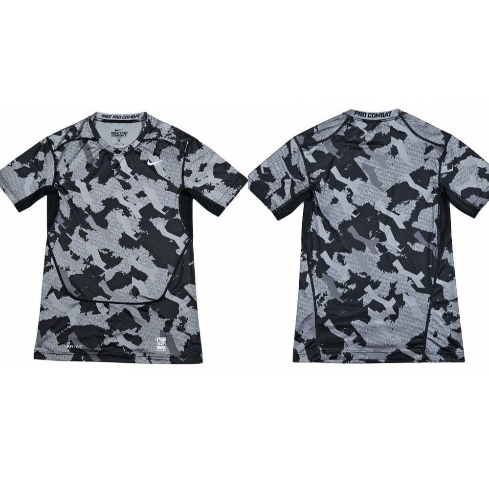 Nike Pro Combat Dri-FIT Compression Shirt Mens Large Gray Camo Fitted